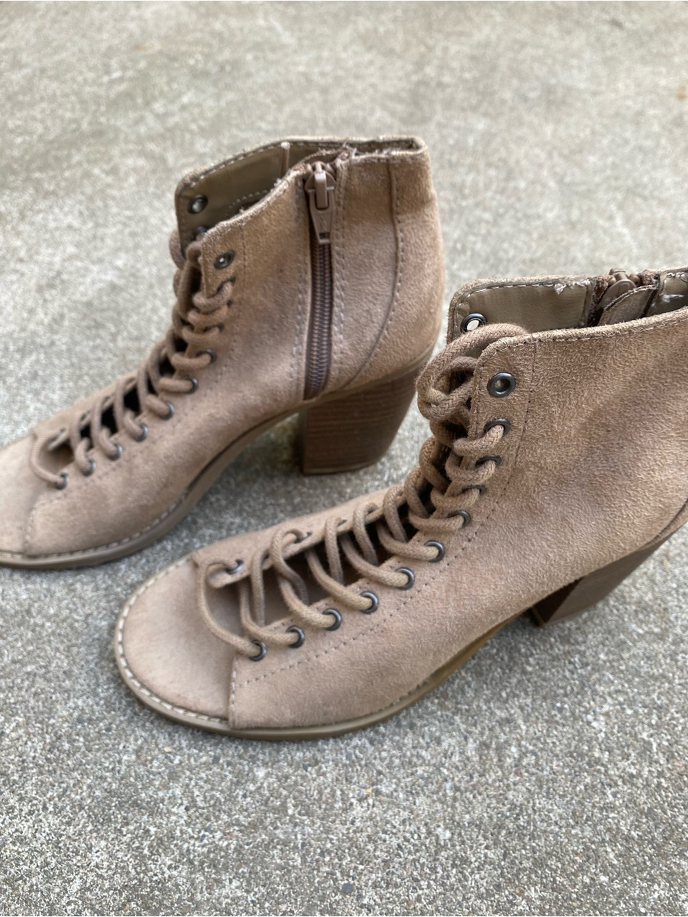 Mossimo Supply Co Women's Open Toe Lace Up Wedge Fat Heels Size 6.5 - Picture 2 of 5